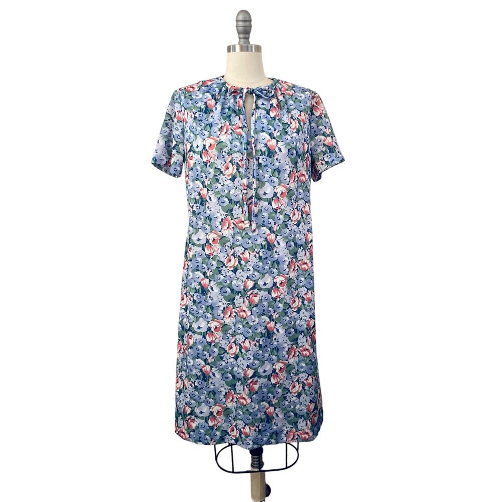 60s VTG Women's House Shift Dress Size S/M Floral Handmade